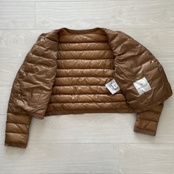 Moncler Tan Cropped Down Jacket - Picture 9 of 15